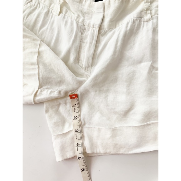 Theory Cuffed Loose Fit Linen Blend White Shorts Size 4 - Picture 7 of 12